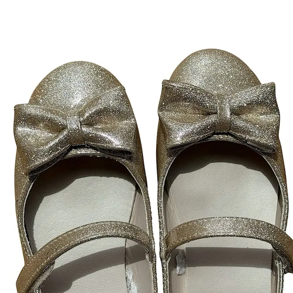Gymboree Gold Glitter Ballet Party Shoes with Bow Size 1 Girl